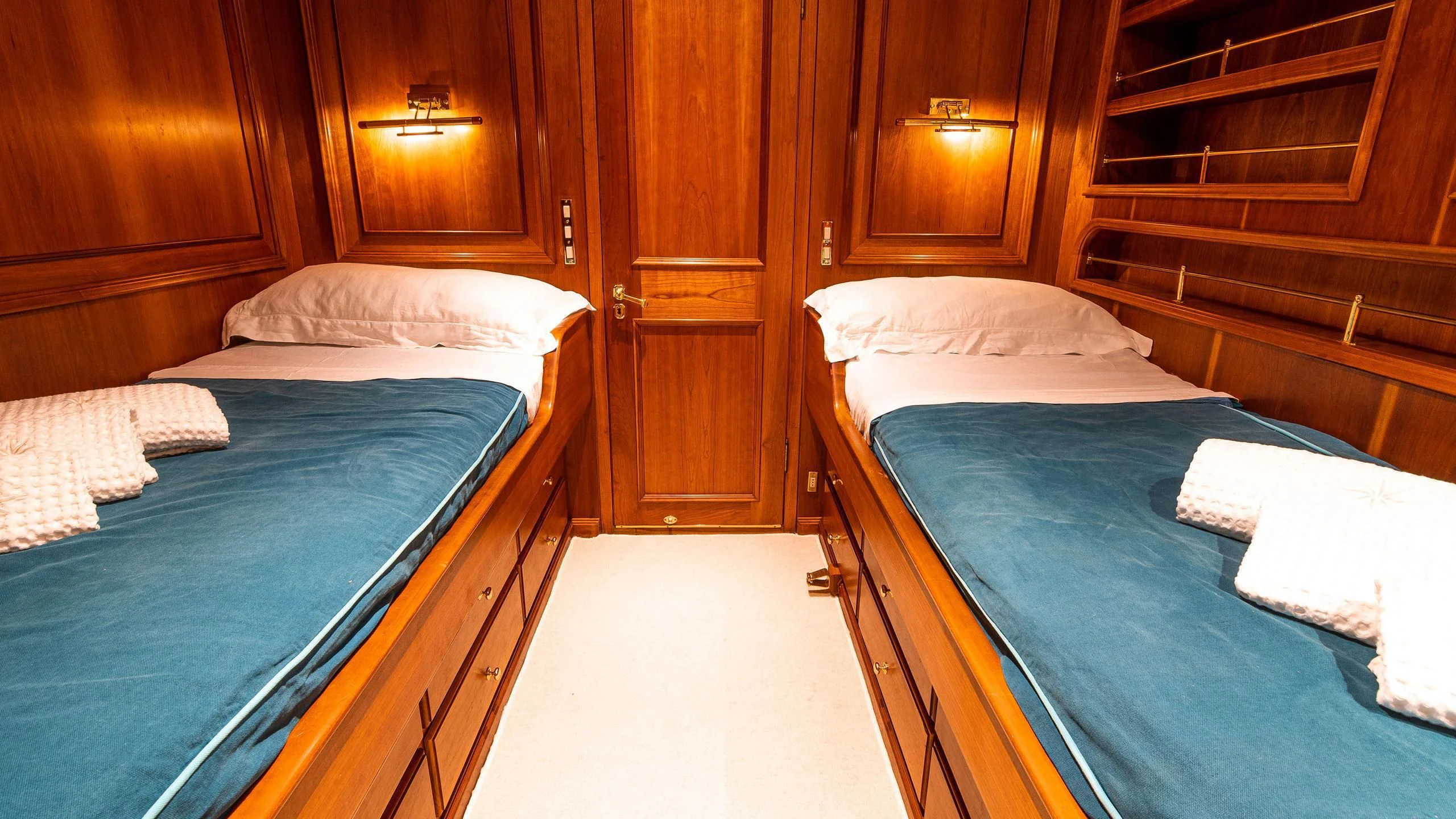a room with bunk beds aboard A&A Yacht for Charter