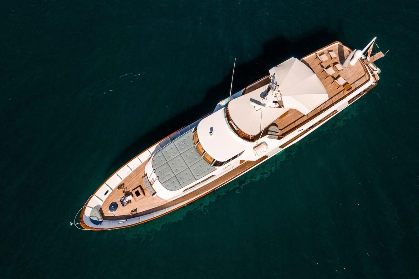 a high angle view of a ship aboard A&A Yacht for Charter