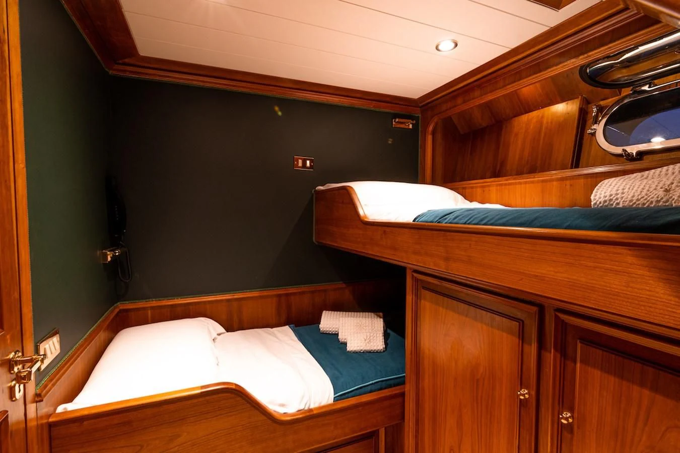 a room with two beds aboard A&A Yacht for Charter