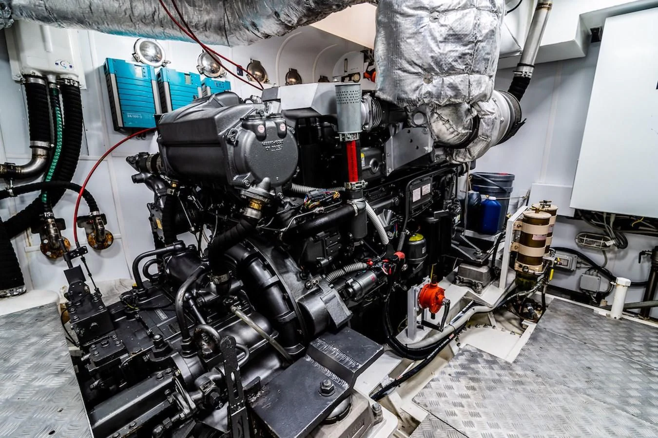 a machine with wires and tubes aboard A&A Yacht for Charter