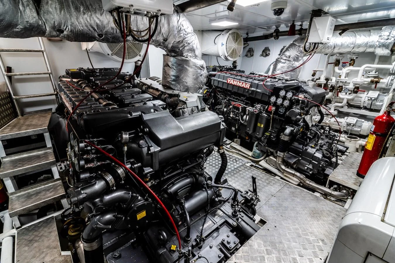 a room full of machinery aboard A&A Yacht for Charter