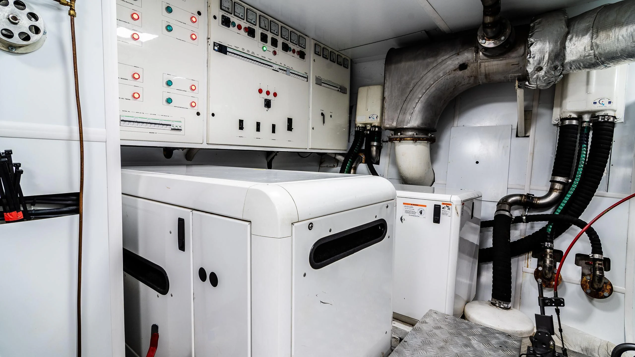 a machine with many wires aboard A&A Yacht for Charter