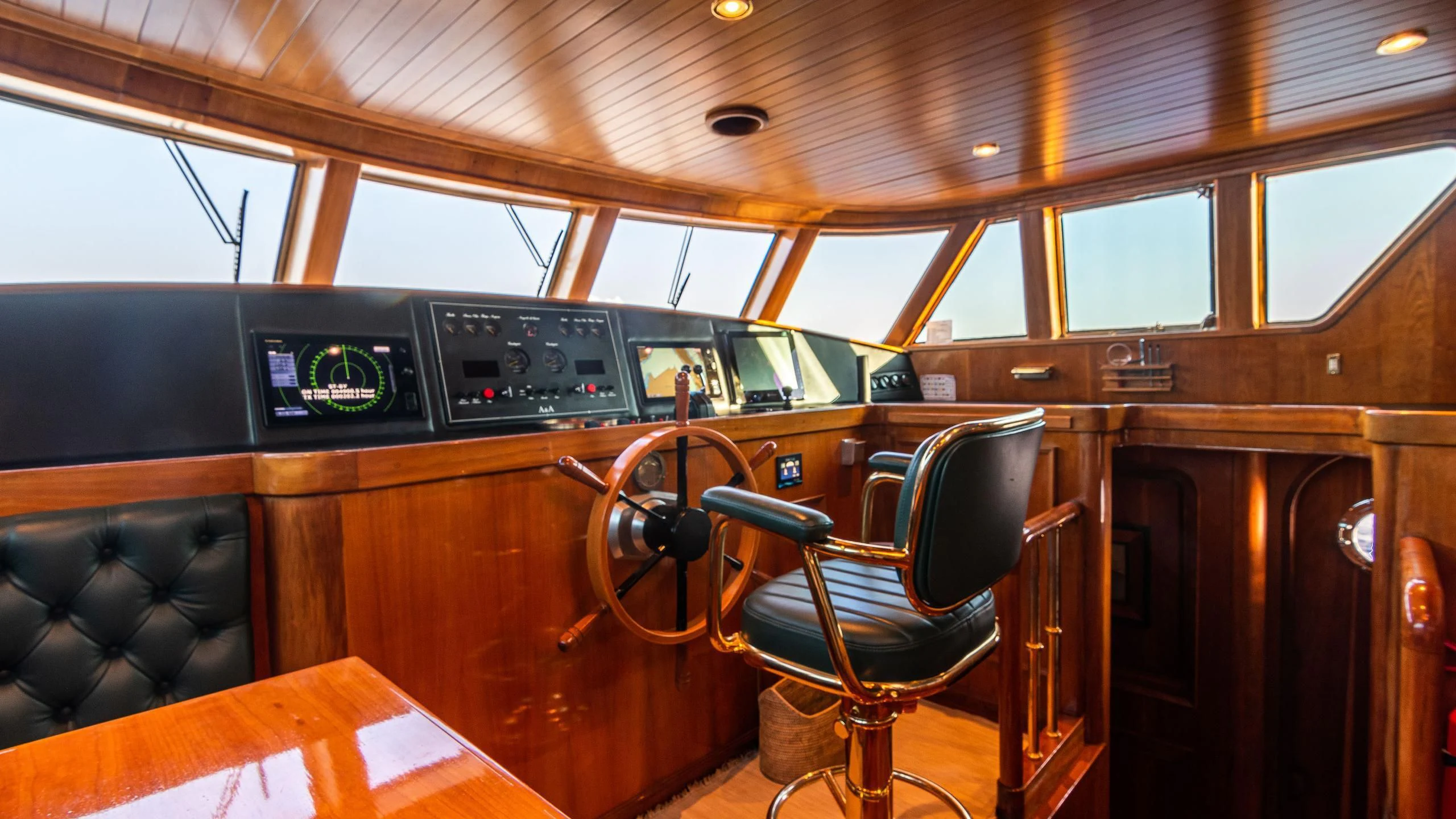 inside of a vehicle aboard A&A Yacht for Charter