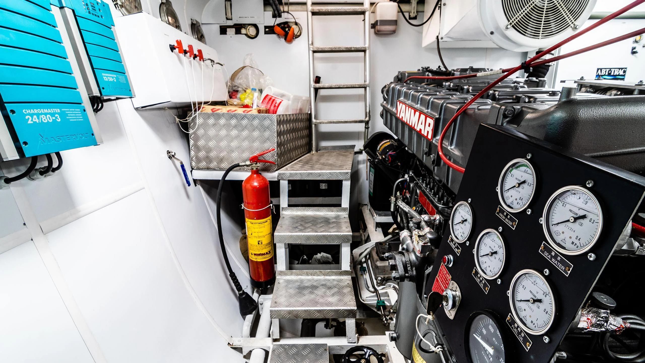 a machine with a large amount of equipment on it aboard A&A Yacht for Charter