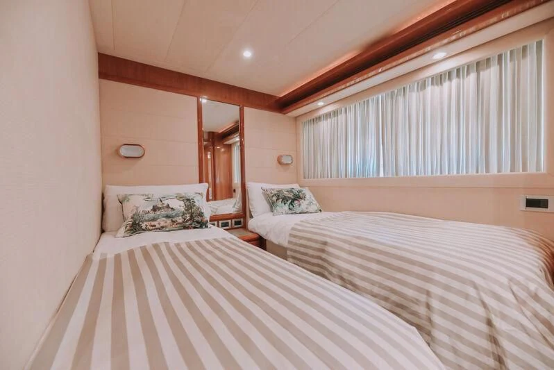 a couple of beds in a hotel room aboard SEA YOU Yacht for Sale