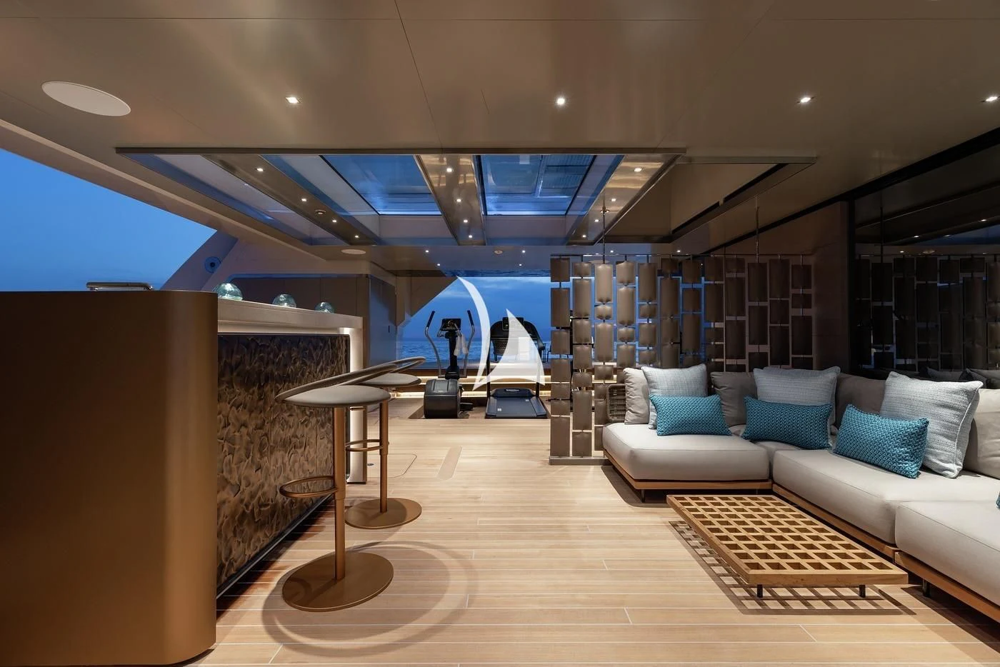 a room with a couch and a table aboard LEMON TREE Yacht for Charter