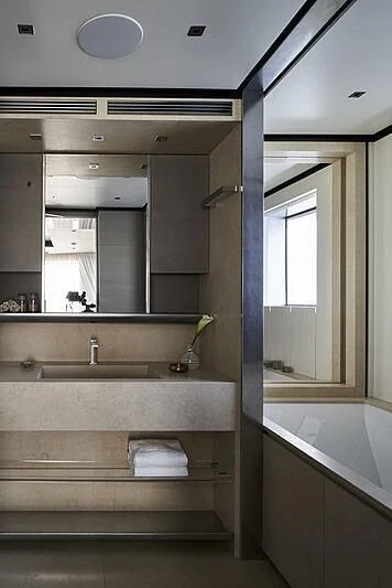 a bathroom with a sink and a bathtub aboard LEMON TREE Yacht for Charter