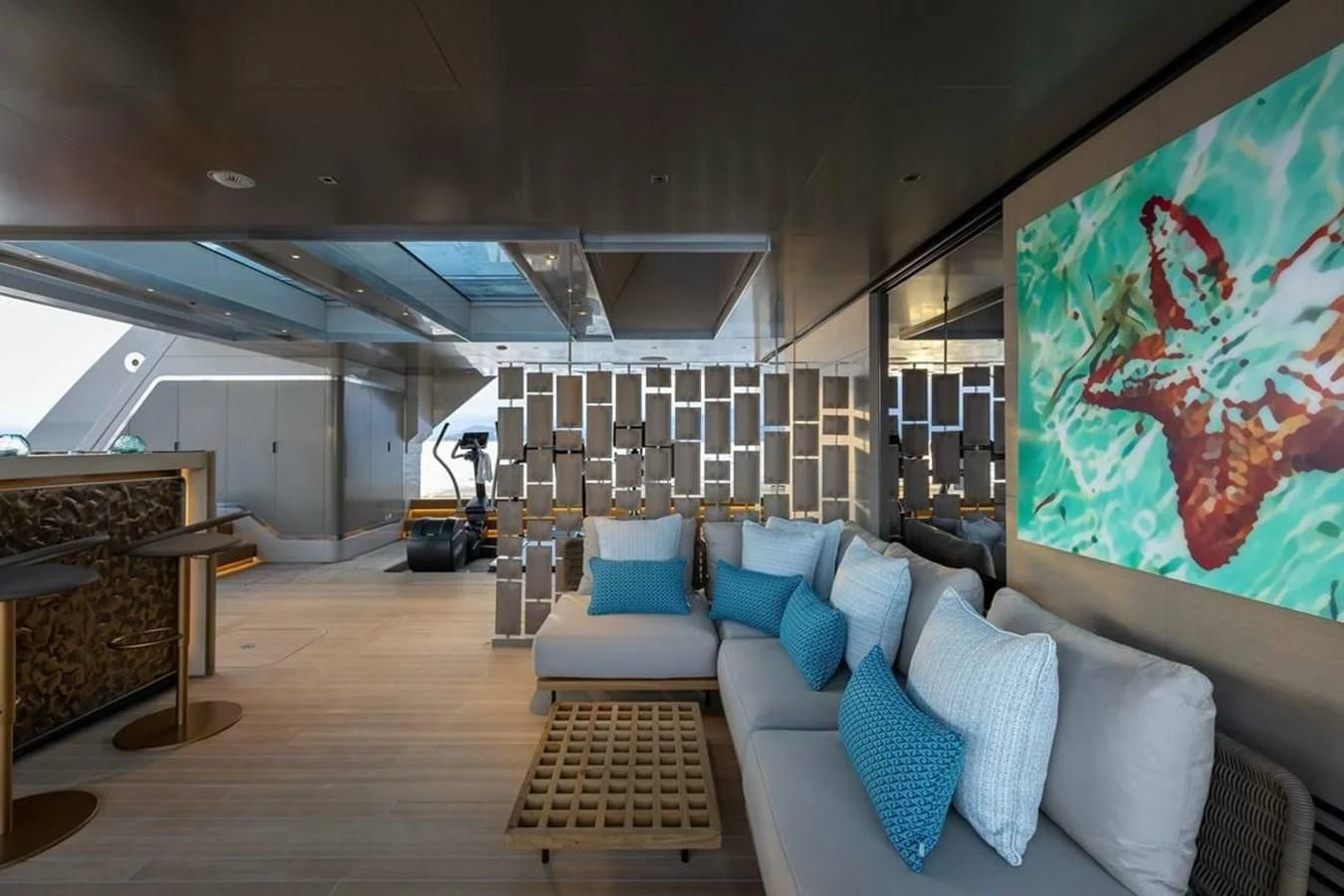 a room with a couch and a table aboard LEMON TREE Yacht for Charter