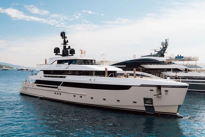 a large white yacht aboard LEMON TREE Yacht for Charter