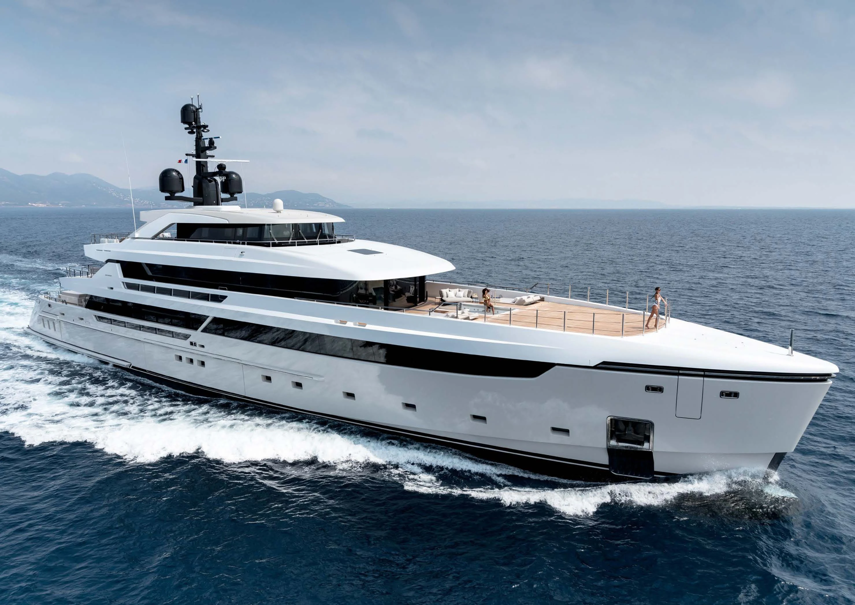 a large white yacht aboard LEMON TREE Yacht for Charter