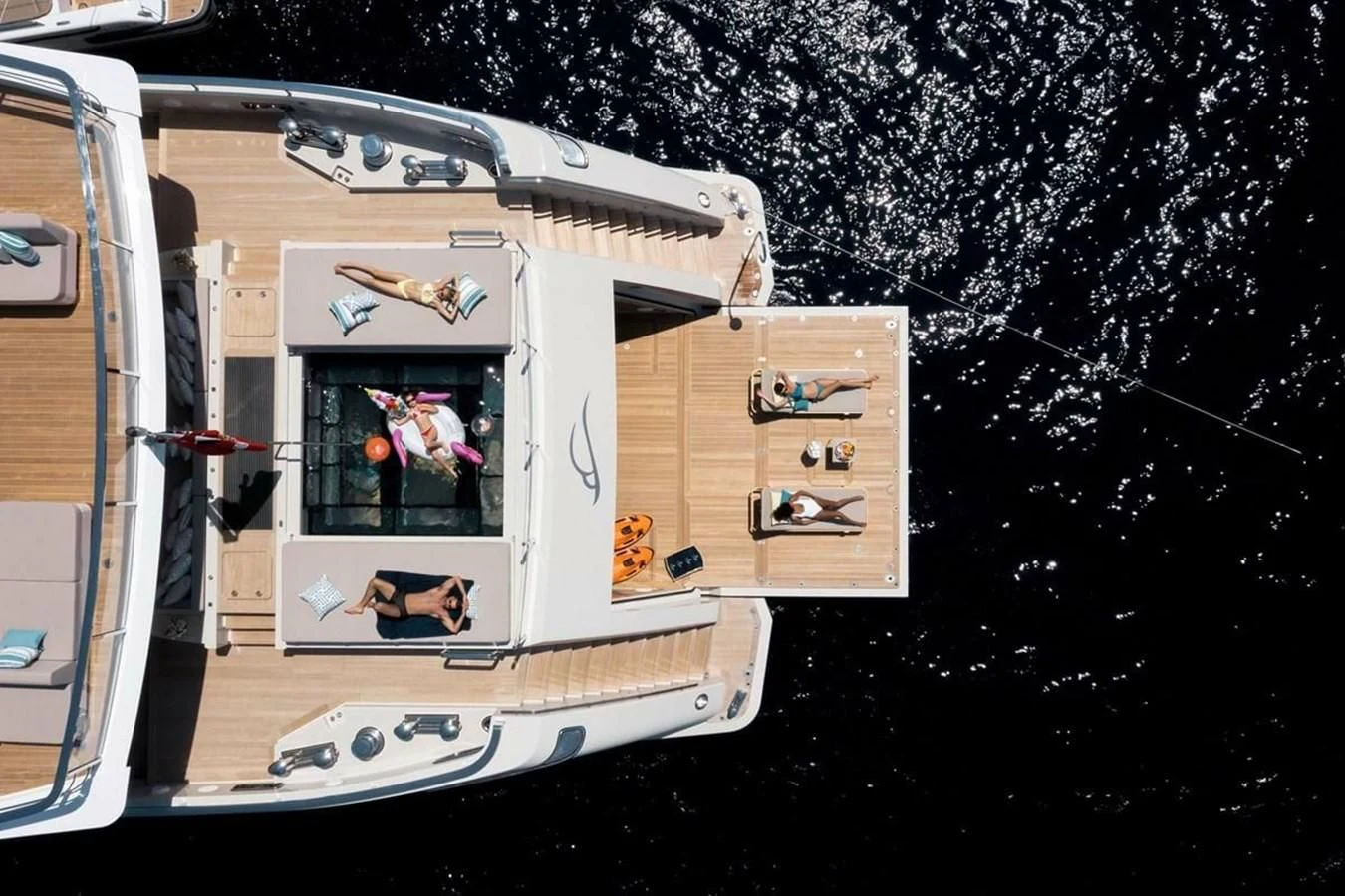 a trailer with a person inside aboard LEMON TREE Yacht for Charter