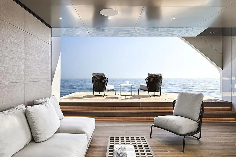 a room with a couch and a table and chairs aboard LEMON TREE Yacht for Charter