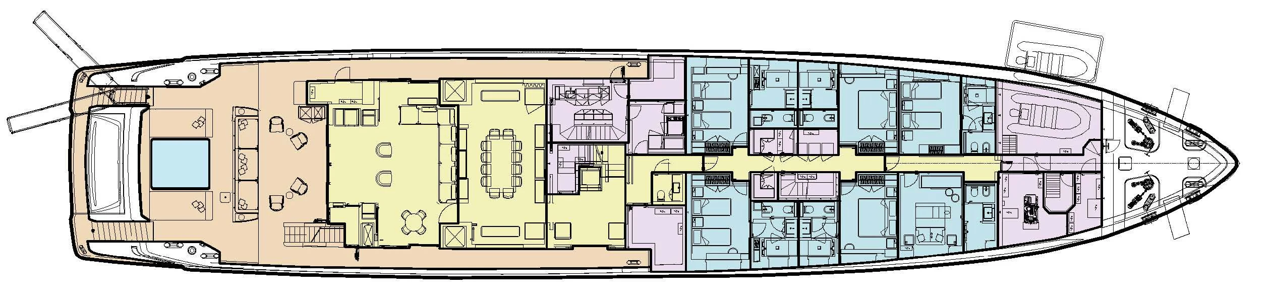 diagram, engineering drawing aboard LEMON TREE Yacht for Charter