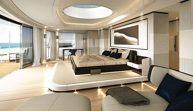 a large bedroom with a large bed aboard LEMON TREE Yacht for Charter