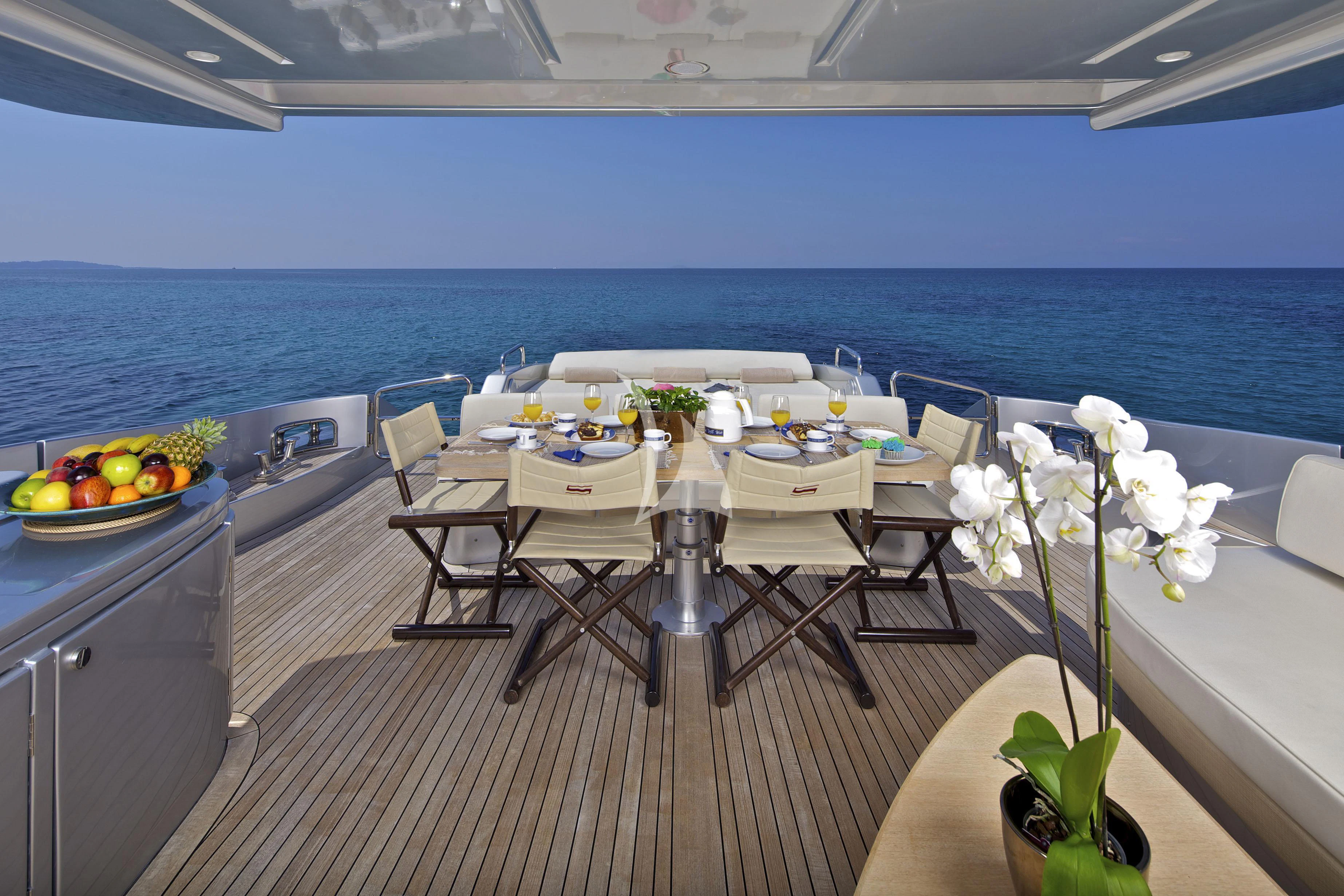 a table set for a wedding aboard THEA MALTA Yacht for Sale