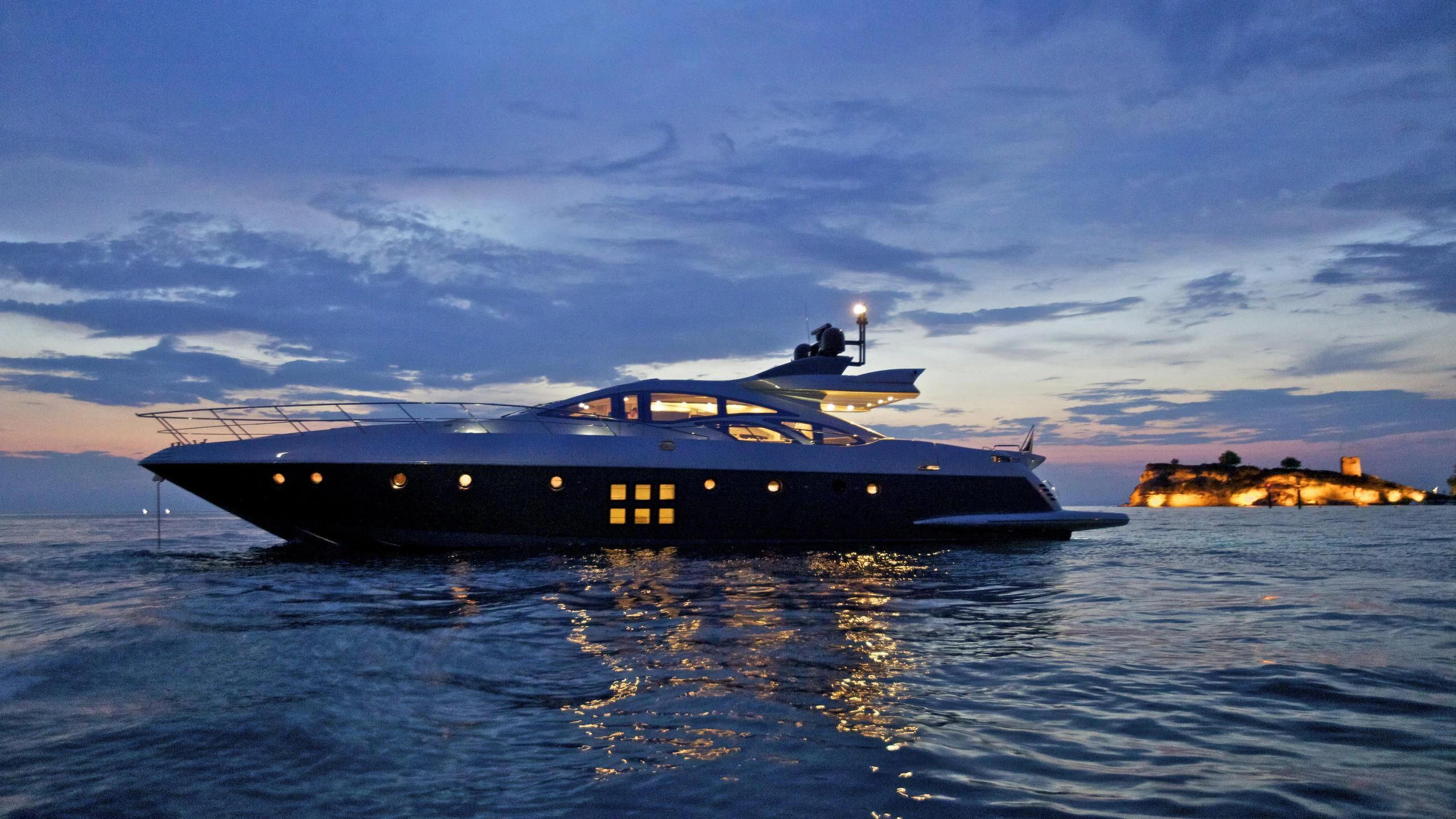 a large ship in the water aboard THEA MALTA Yacht for Sale