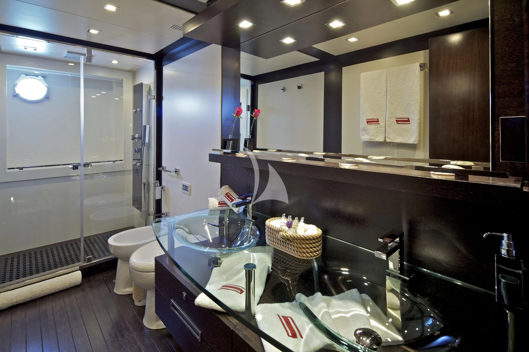 a kitchen with a sink and a countertop aboard THEA MALTA Yacht for Sale