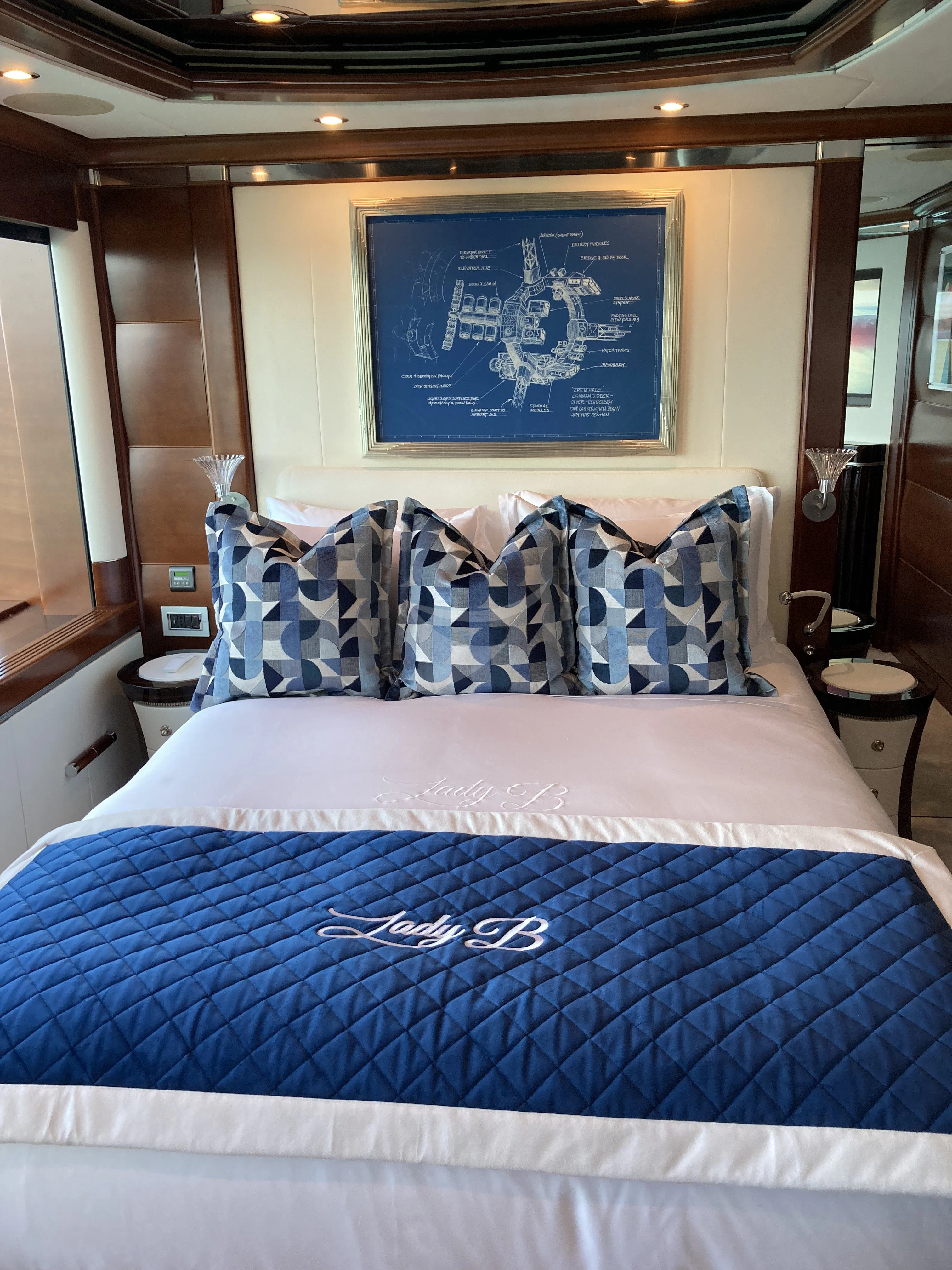 a painting on a wall aboard LADY BRAVE Yacht for Sale