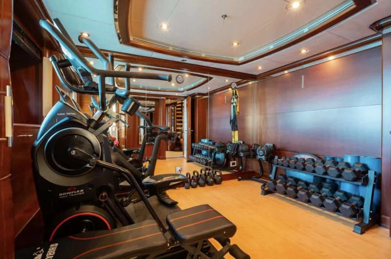a large machine in a room aboard LADY BRAVE Yacht for Sale