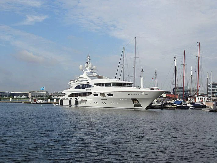 a white boat in the water aboard LADY BRAVE Yacht for Sale