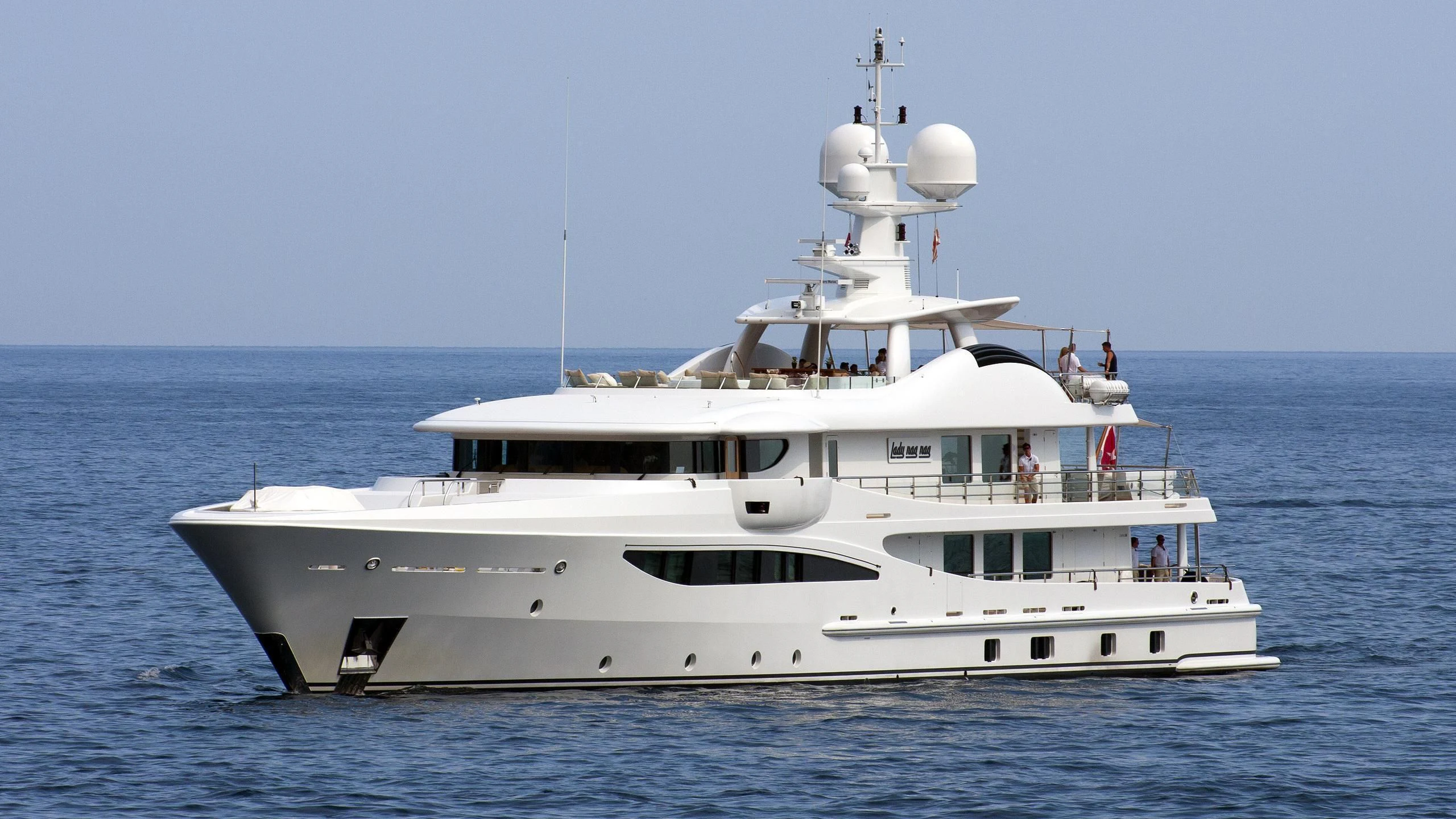 a white boat in the water aboard LADY BRAVE Yacht for Sale