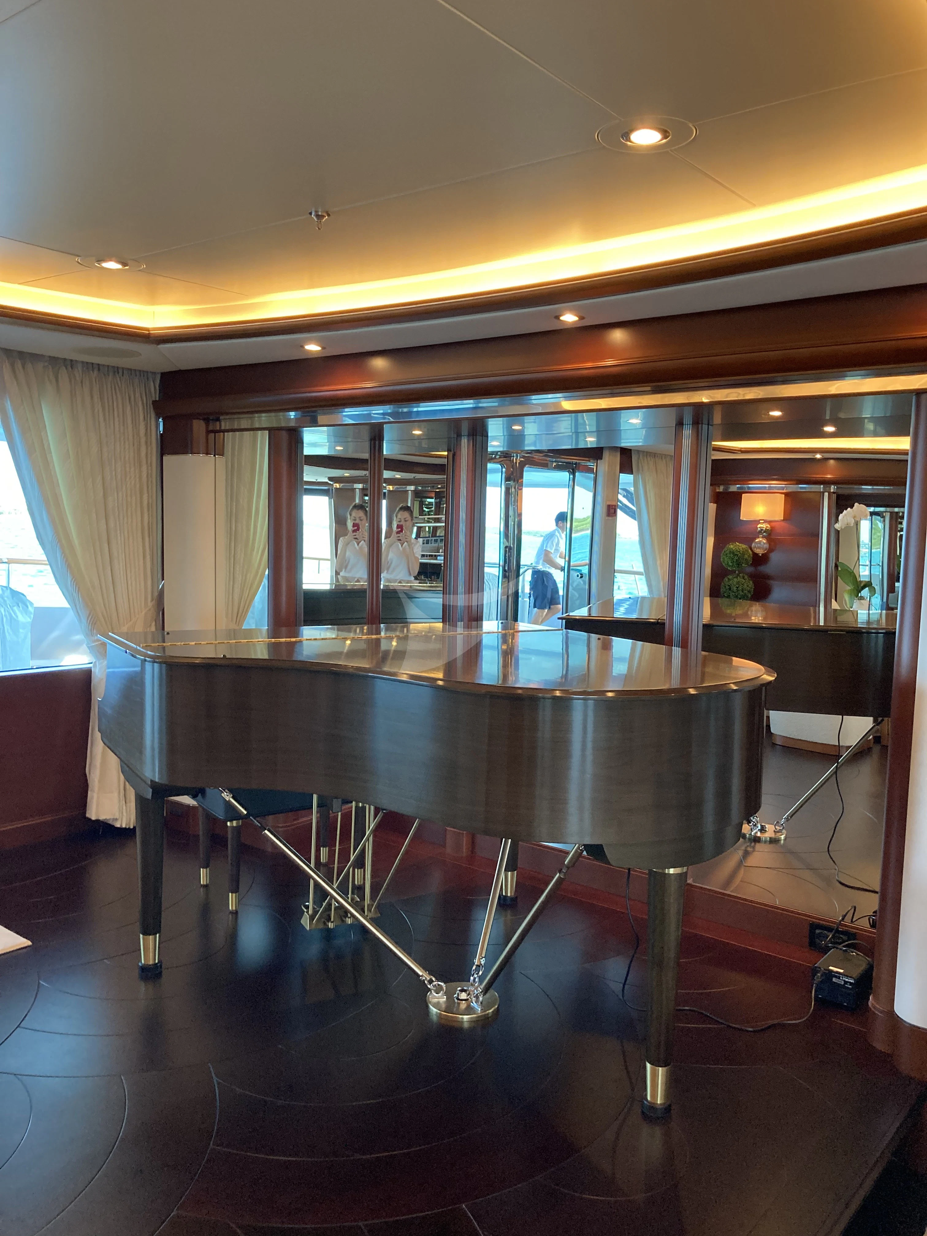 a glass case with a door open aboard LADY BRAVE Yacht for Sale