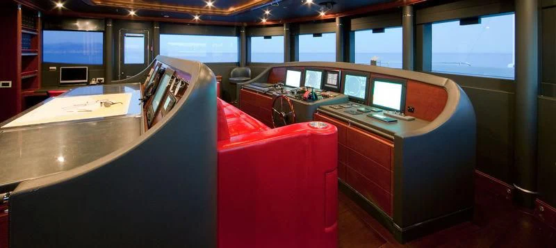 a room with a desk and computer aboard LADY BRAVE Yacht for Sale