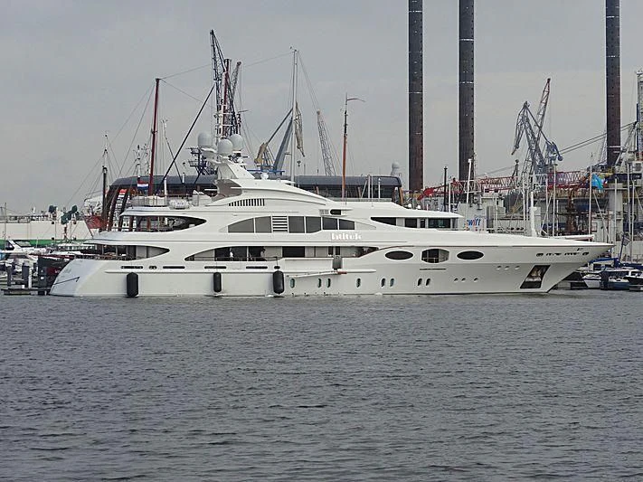a large white boat in the water aboard LADY BRAVE Yacht for Sale