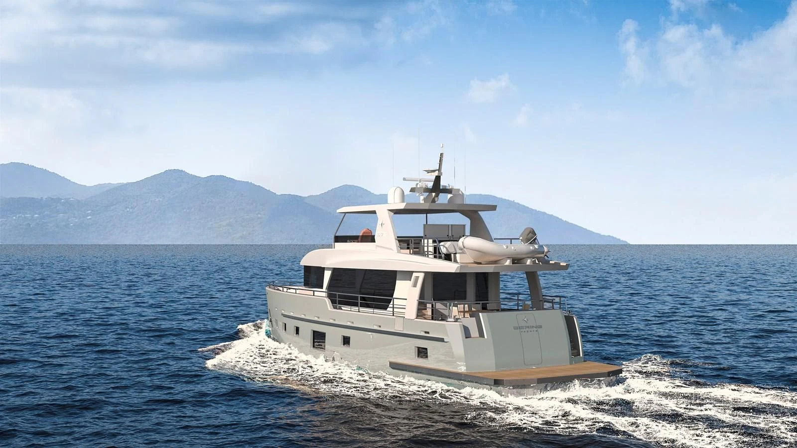 a boat on the water aboard BERING B82 Yacht for Sale