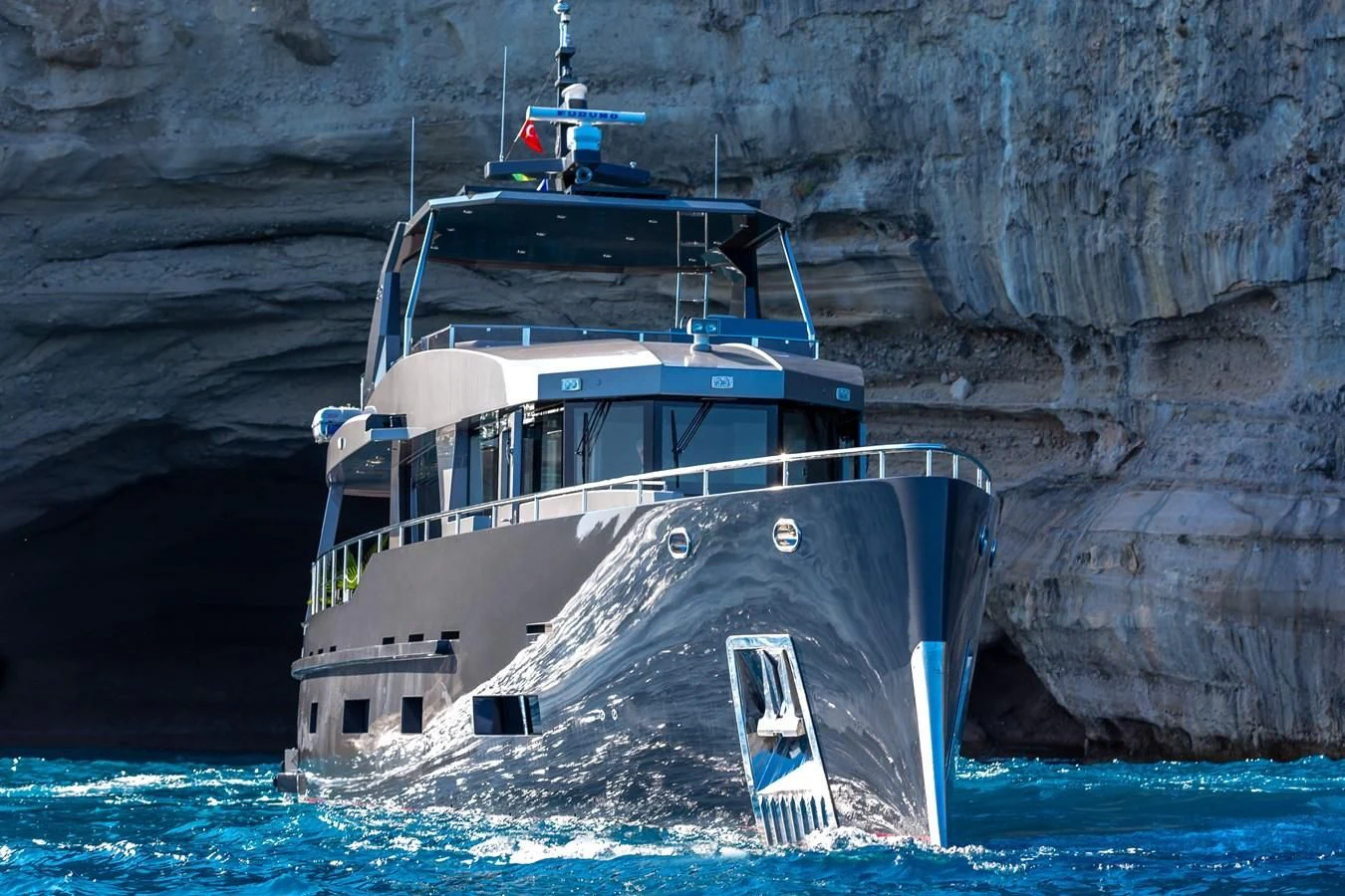 a boat in the water aboard BERING B82 Yacht for Sale