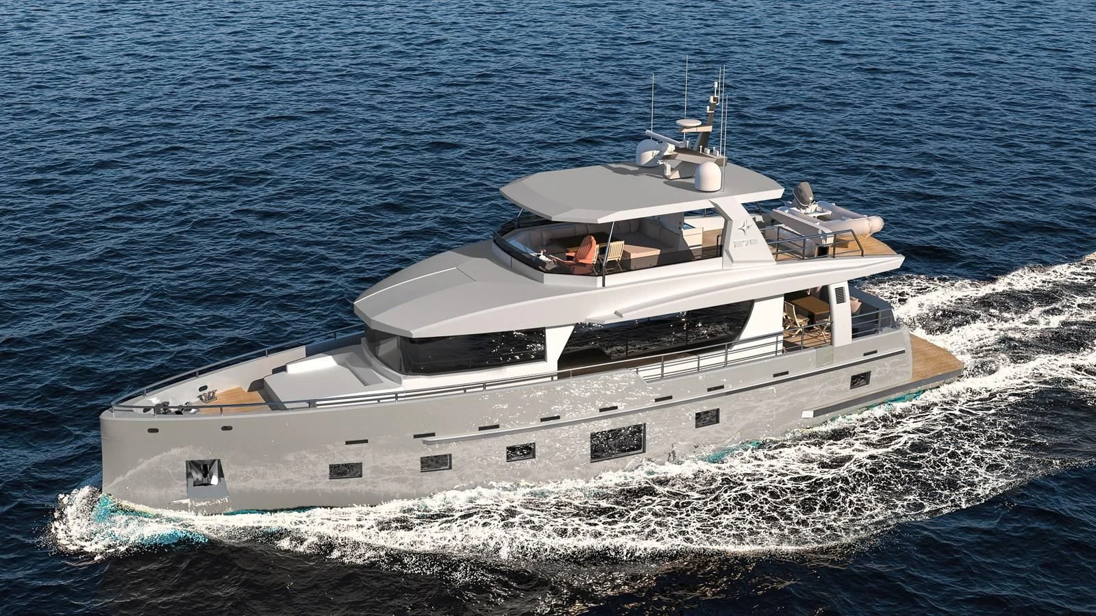 a boat on the water aboard BERING B82 Yacht for Sale