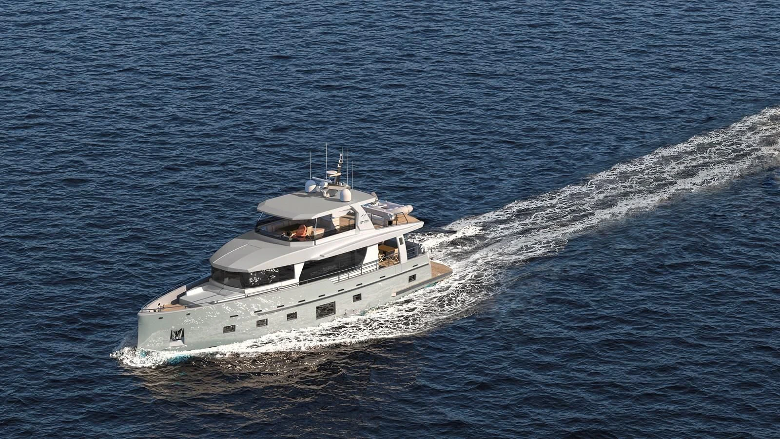 a ship on the water aboard BERING B82 Yacht for Sale