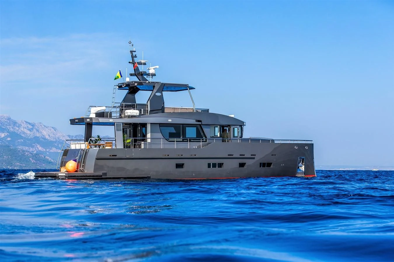 a boat in the water aboard BERING B82 Yacht for Sale