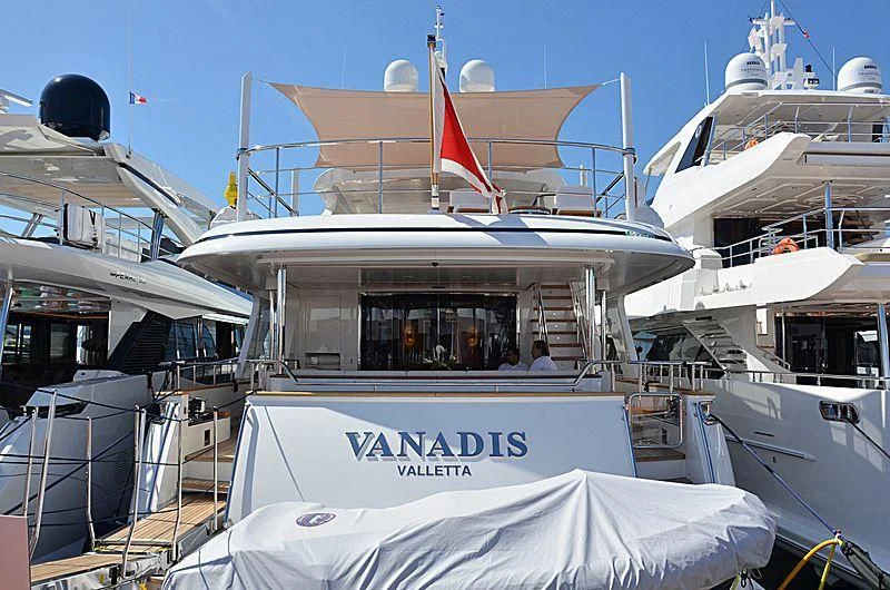 a boat with a canopy aboard VANADIS Yacht for Sale