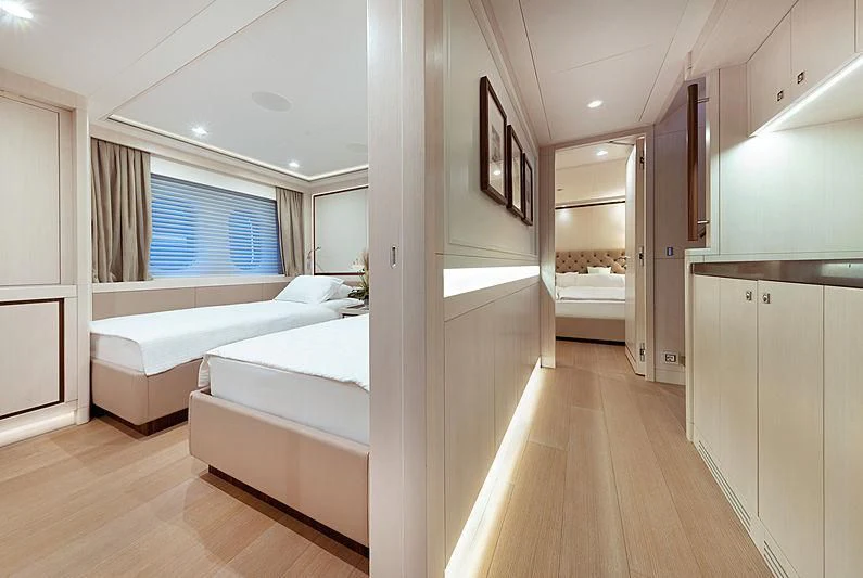 a room with a bed and a hallway aboard VANADIS Yacht for Sale