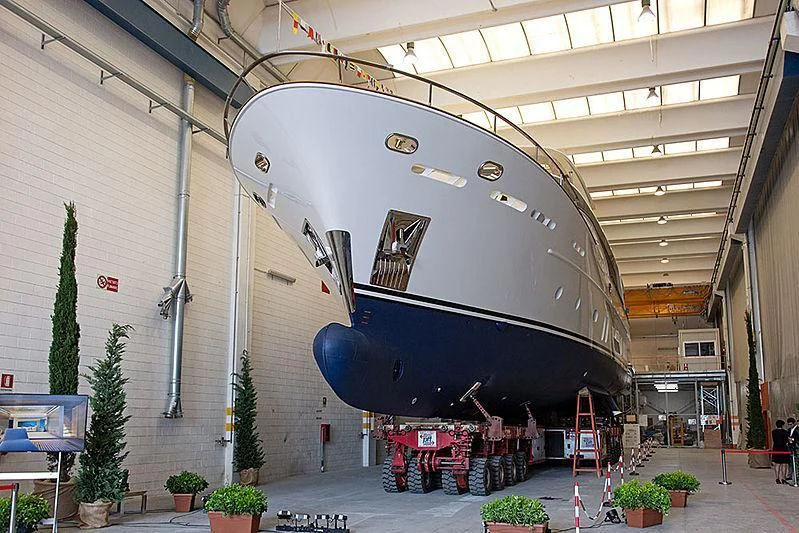 a large space ship in a building aboard VANADIS Yacht for Sale