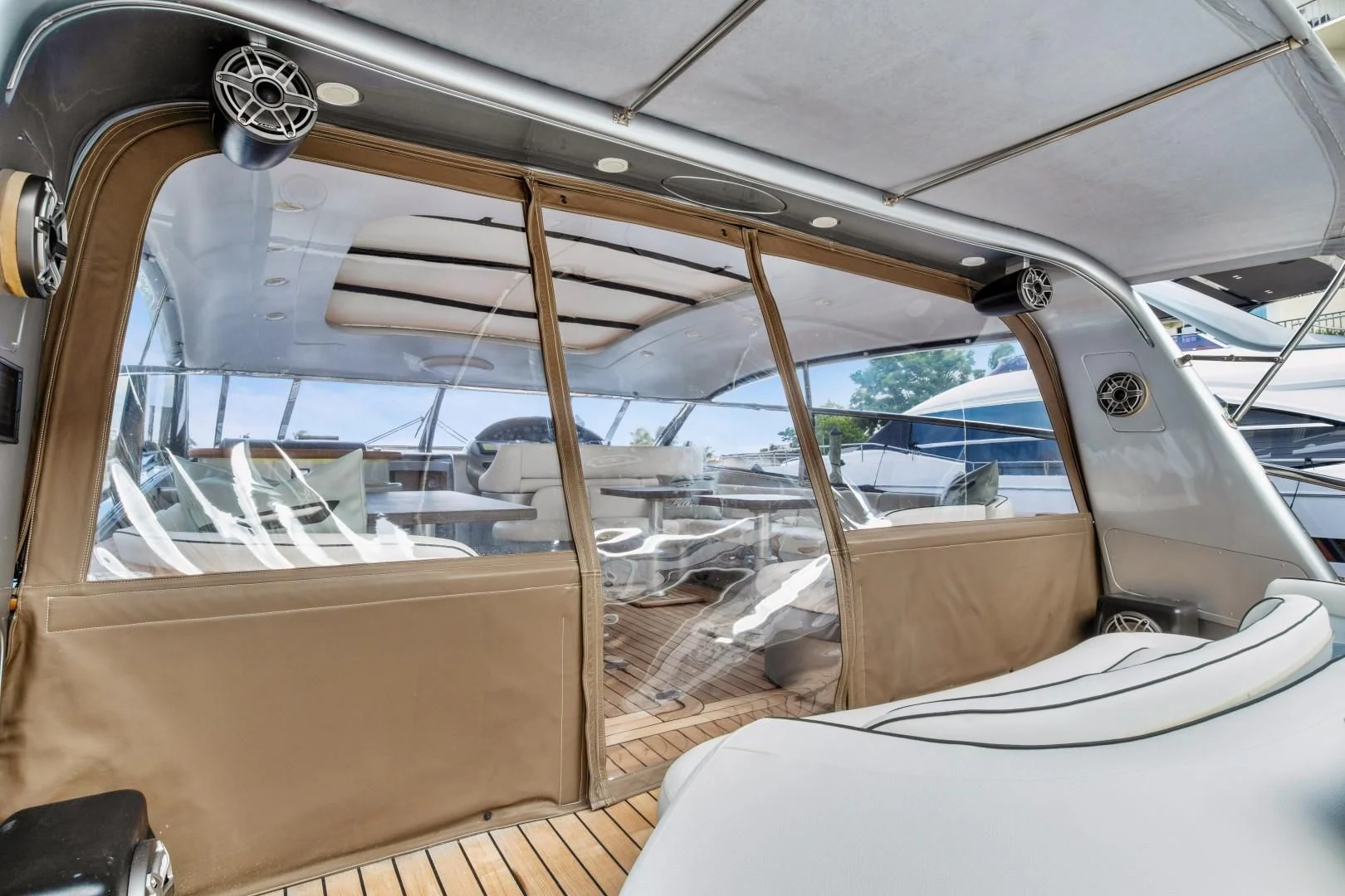 inside of a car aboard ALCHEMY Yacht for Sale