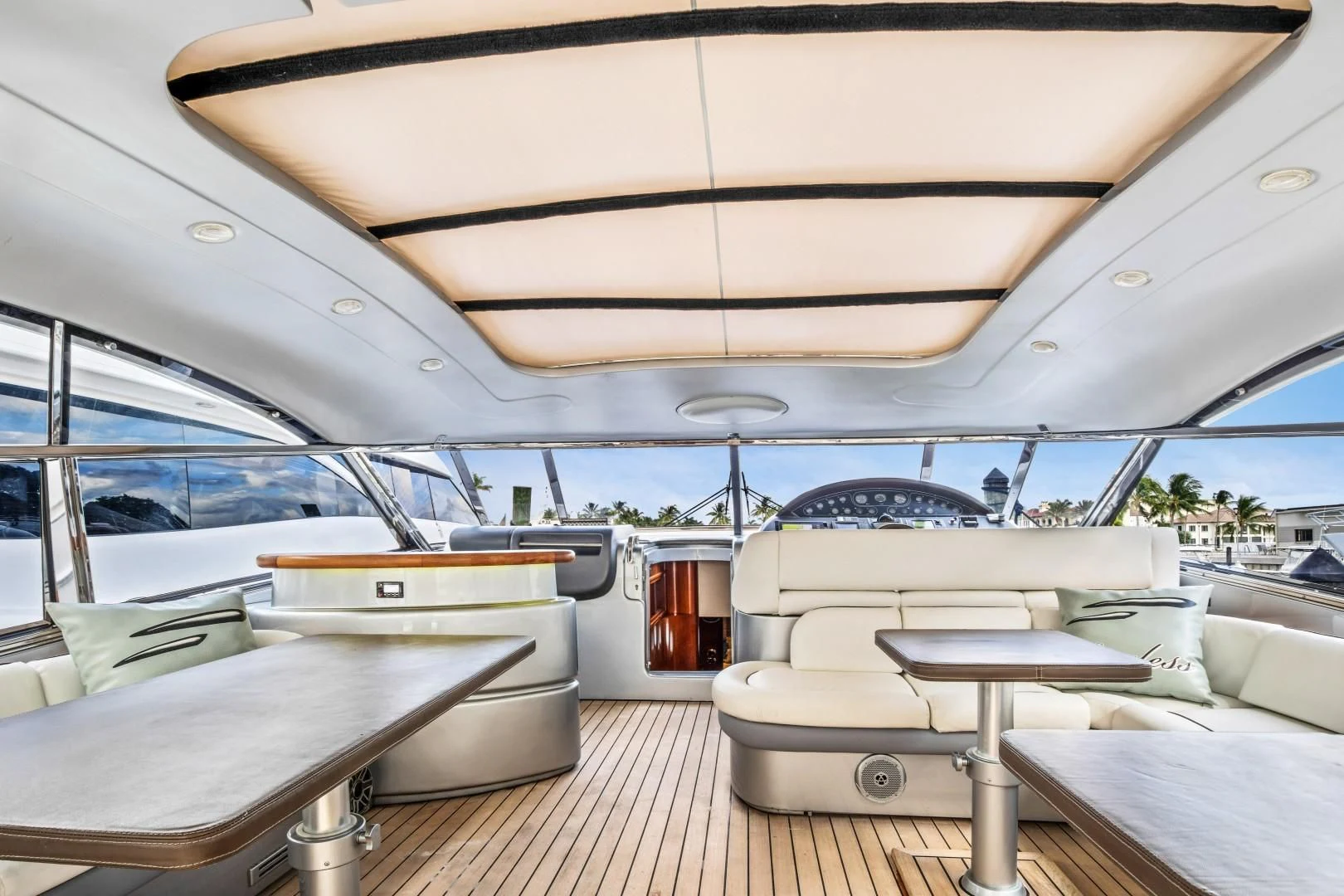 inside of a car aboard ALCHEMY Yacht for Sale