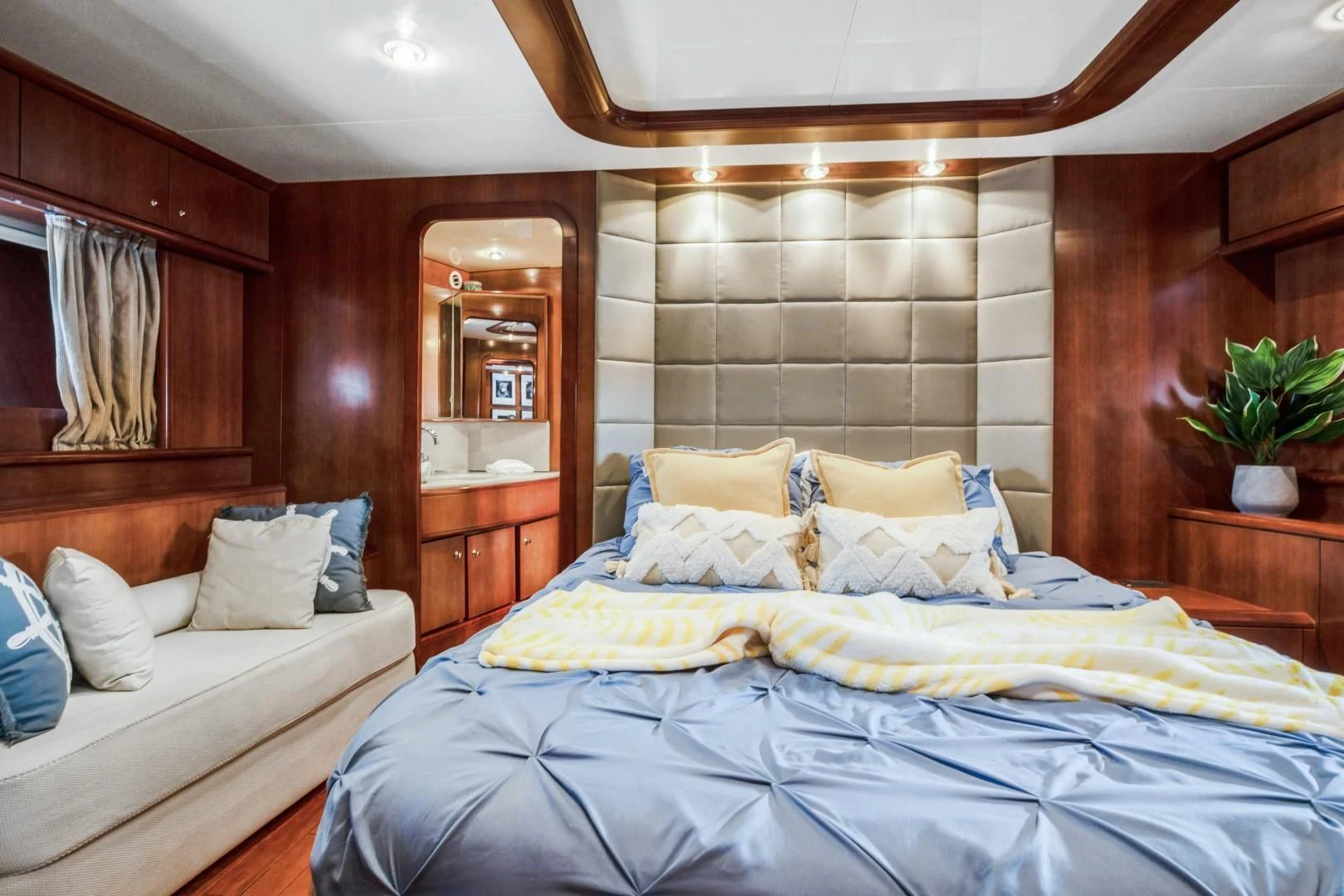 a room with two beds aboard ALCHEMY Yacht for Sale
