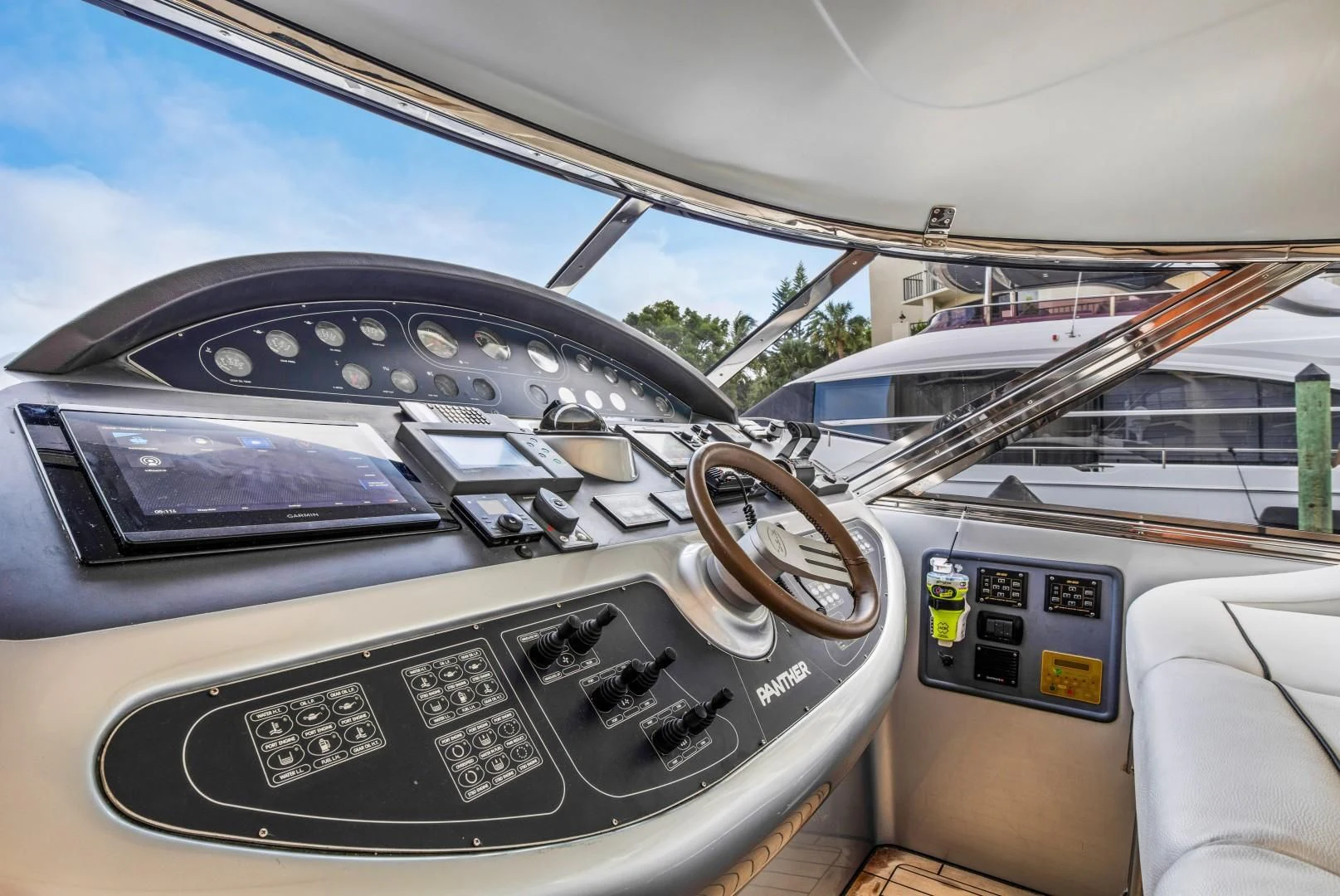 the inside of a car aboard ALCHEMY Yacht for Sale