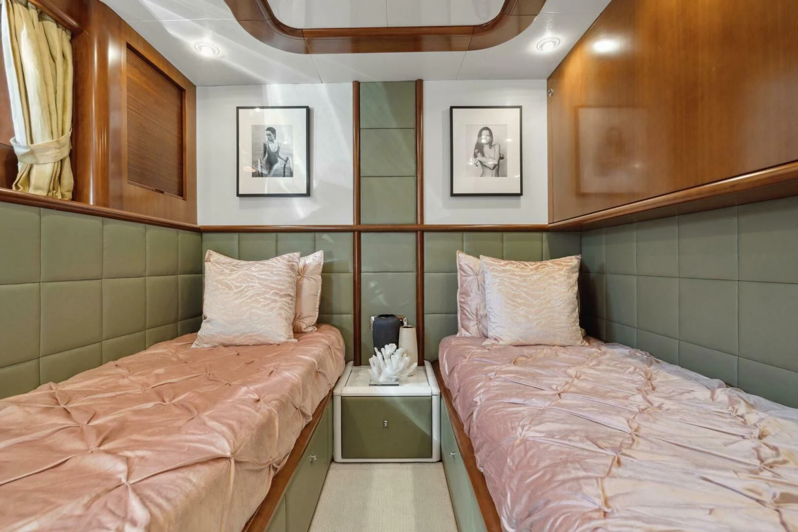 a couple of beds in a room aboard ALCHEMY Yacht for Sale