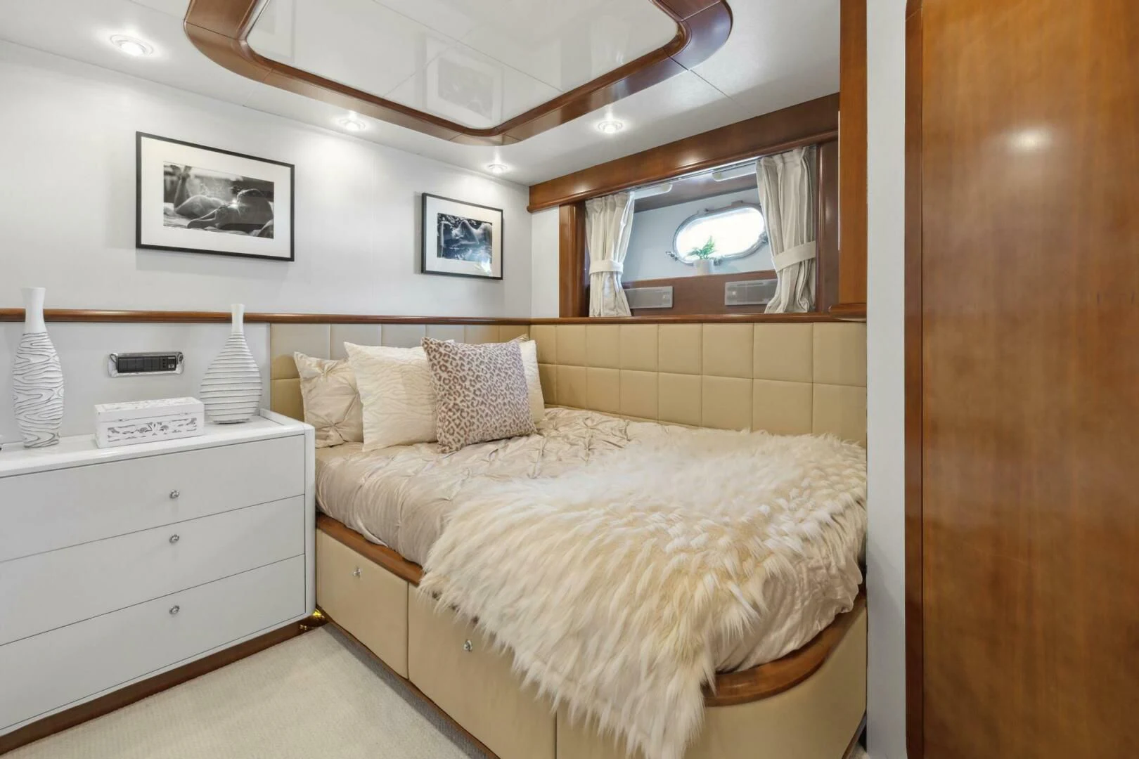 a bed in a room aboard ALCHEMY Yacht for Sale