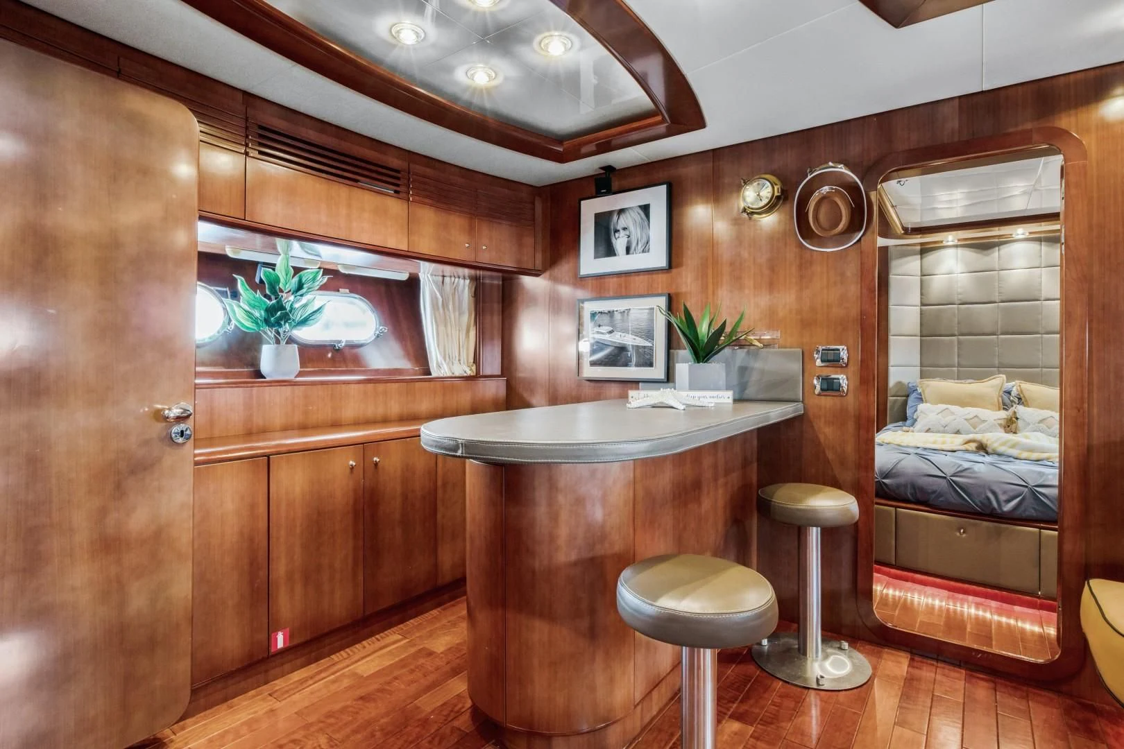 a bathroom with a sink and a mirror aboard ALCHEMY Yacht for Sale