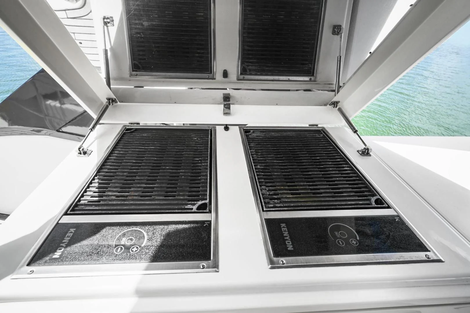 the back of a white boat aboard EL PATRON Yacht for Sale