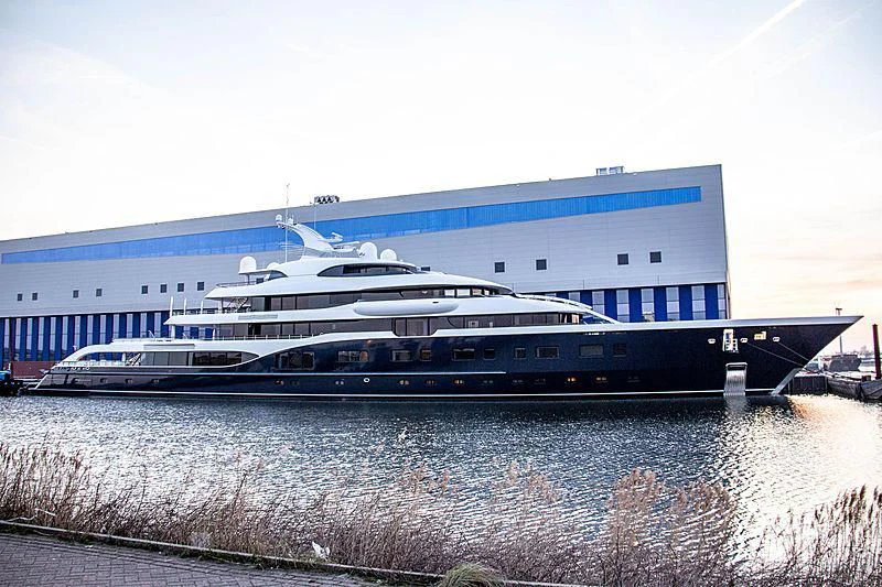 a large cruise ship docked aboard SYMPHONY Yacht for Sale