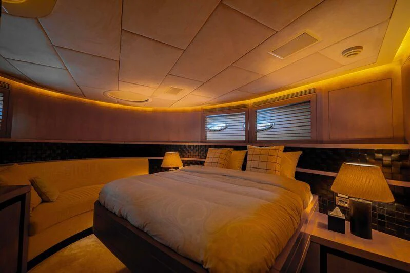 a room with a bed and a window aboard SORAYA Yacht for Sale