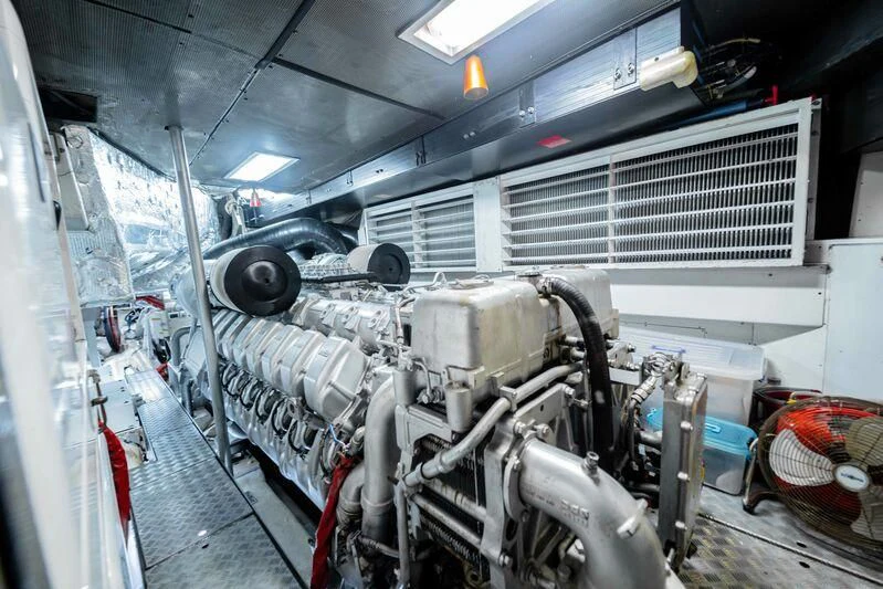 a large machine inside a building aboard SORAYA Yacht for Sale