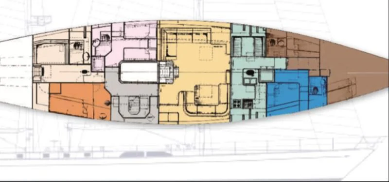 diagram, engineering drawing aboard ABEON Yacht for Charter