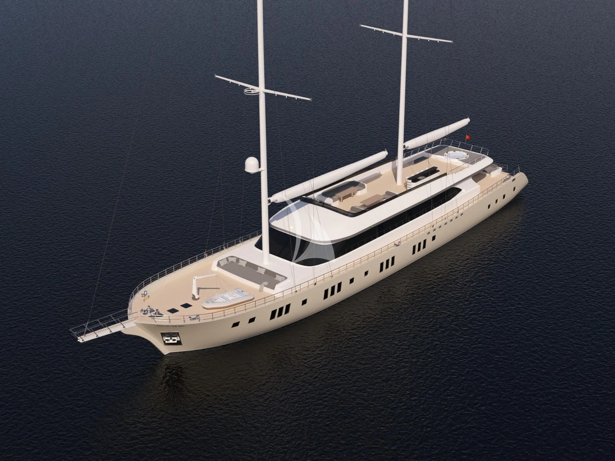 a white yacht in the water aboard KING OF THE SEA Yacht for Charter