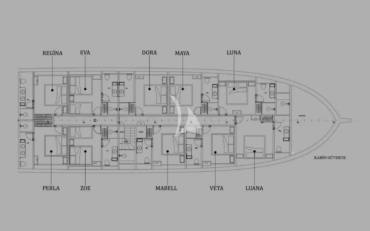 diagram, engineering drawing aboard KING OF THE SEA Yacht for Charter